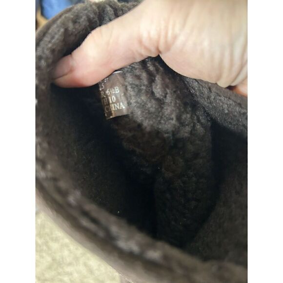 Coach Meyer Khaki Chestnut Brown C Logo Signature & Suede Boots Brass Sz 6.5 - Picture 9 of 9